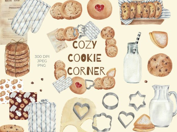 Download Watercolor Cozy Cookies Clipart Bundle - Art Collection