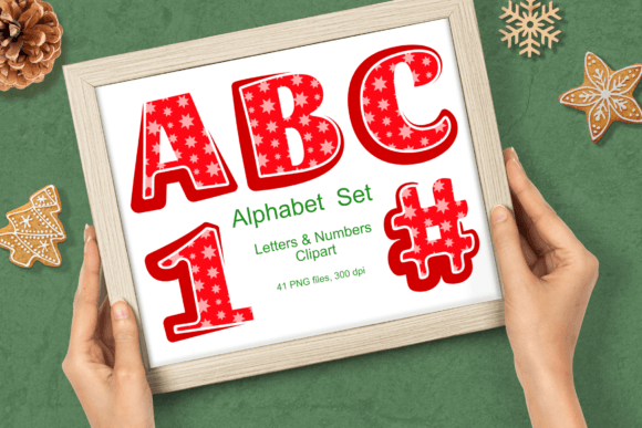 Download Red Xmas Stars Pattern Alphabet Clipart - Art Collection