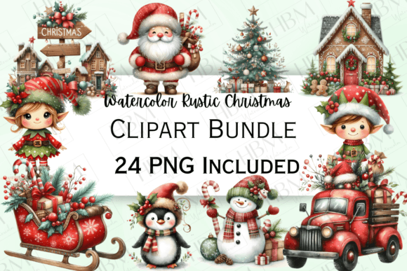 Download Rustic Watercolor Christmas Clipart - Art Collection
