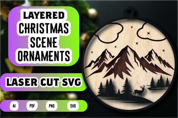 Download Layered Christmas Scene Ornament SVG - Layered christmas scene Collection