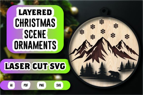 Download Layered Christmas Scene Ornament SVG - Layered christmas scene Collection