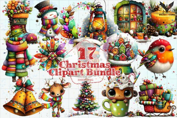 Download Cute Christmas Clipart Bundle PNG - Art Collection