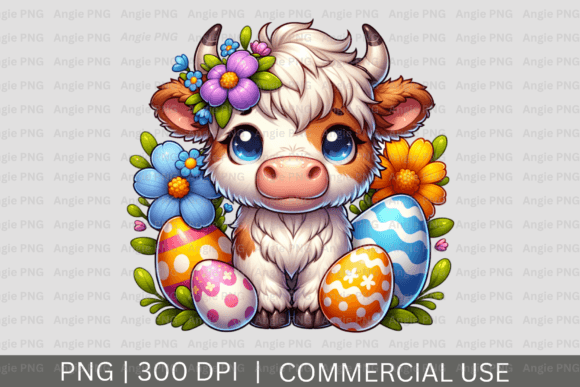 Download Easter Highland Cow PMG Clipart - Art Collection