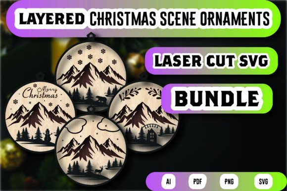 Download Layered Christmas Scene Ornament Bundle - Layered christmas scene Collection