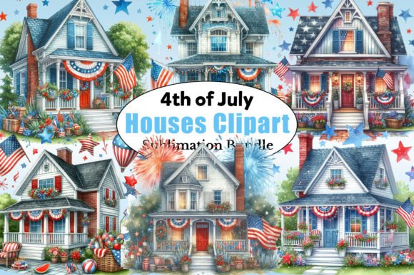 Download 4th of July House Clipart Bundle - Art Collection