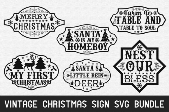 Download Vintage Christmas Sign Svg Bundle - Christmas sign svg Collection