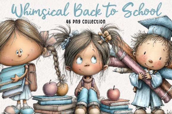 Download Whimsical Back to School Kids Clipart - Art Collection