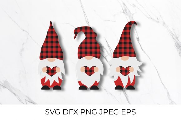 Download Buffalo Plaid Gnomes Holding Heart&nbsp; - Art Collection