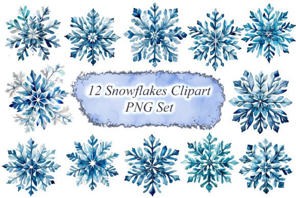 Download Watercolor Snowflakes Clipart PNG - Art Collection