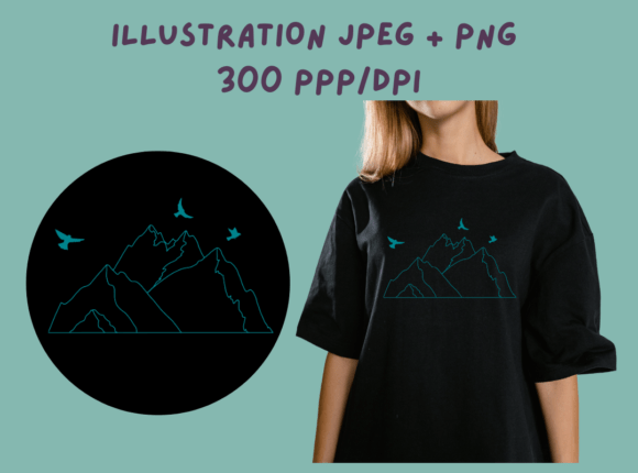 Download Lineart Mountain Birds - Pod Bestseller - Art Collection