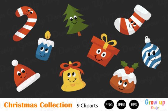 Download Kawaii Christmas Cartoons Clipart Set. - Art Collection