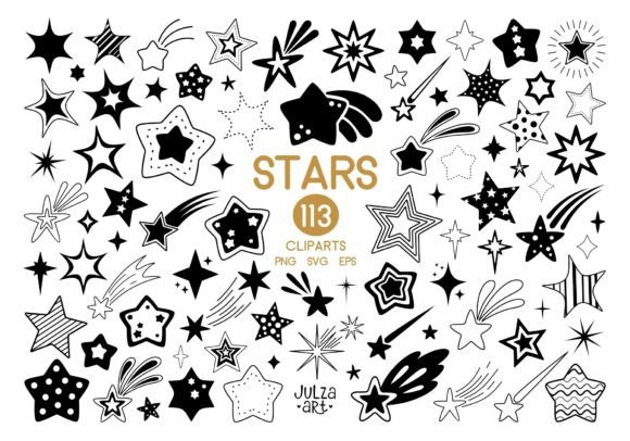 Download Black Stars Clipart Bundle Shooting Star - Art Collection