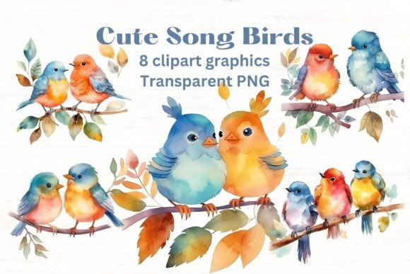 Download Cute Song Birds Watercolor Clipart - Art Collection