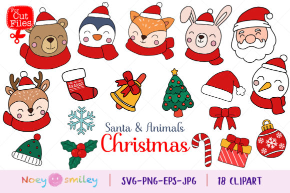 Download Santa Claus &amp; Animals Clipart, SVG Xmas - Art Collection
