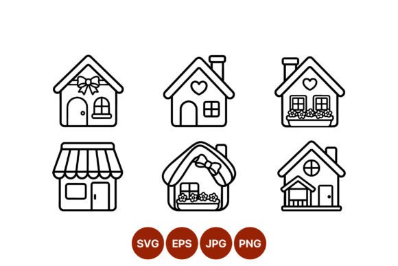 Download Cute House Line Art Icons - Art Collection