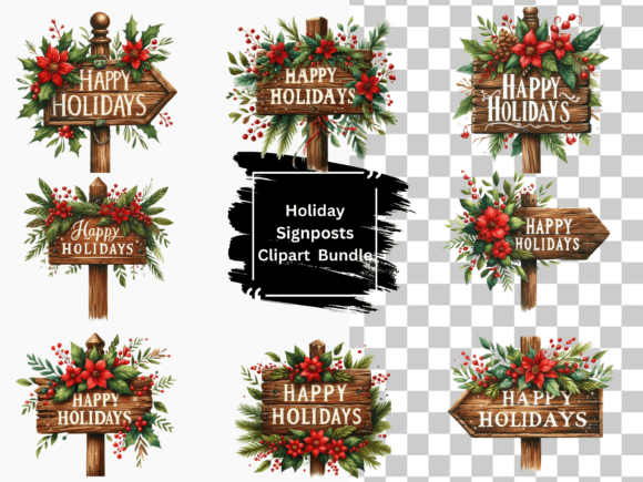 Download Happy Holiday Rustic Signpost Clipart - Art Collection