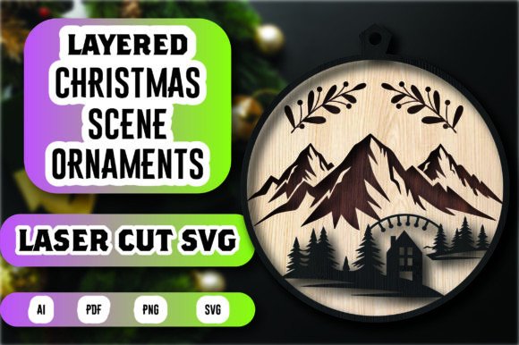 Download Layered Christmas Scene Ornament SVG - Layered christmas scene Collection