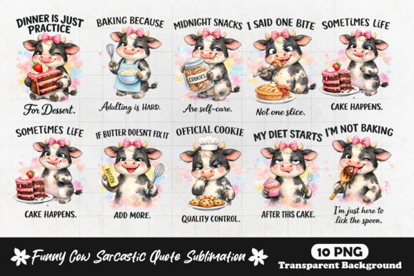 Download Funny Cow Baking Quotes Cartoon Cow PNG - Art Collection