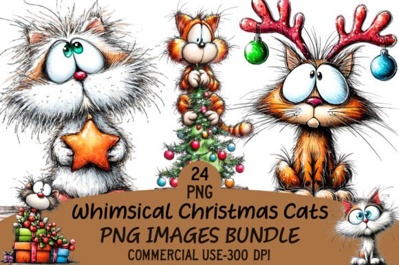 Download Whimsical Christmas Cats Clipart - Art Collection