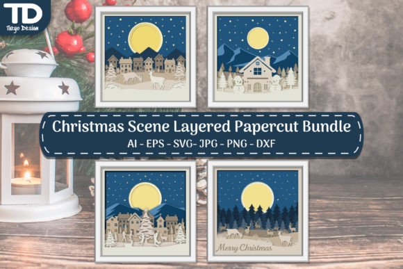 Download Christmas Scene Layered Papercut Bundle - Premium Resources