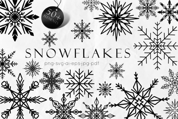 Download 50 Snowflakes SVG Line Art - Art Collection