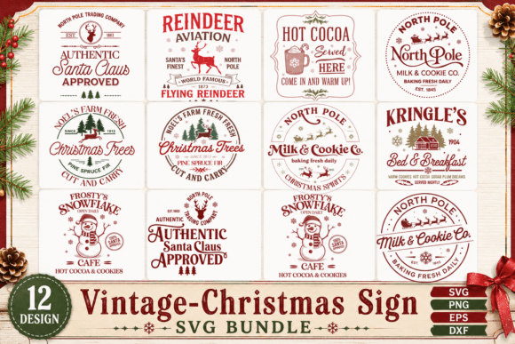 Download Vintage Christmas Sign SVG Bundle, Rusti - Christmas sign svg Collection