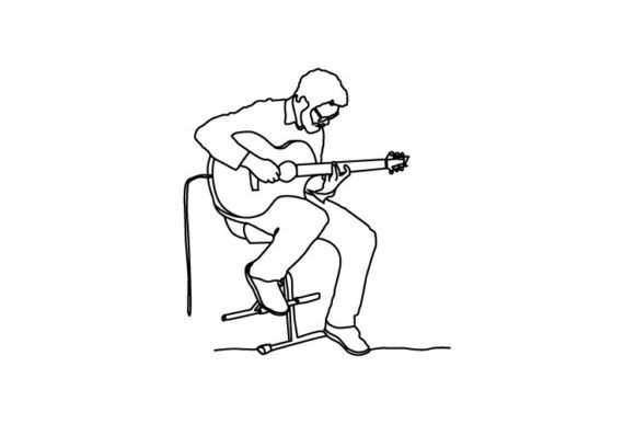 Download Line Art Drawing of a Man Playing a Song - Art Collection