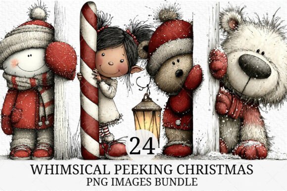 Download Whimsical Peeking Christmas Clipart - Art Collection