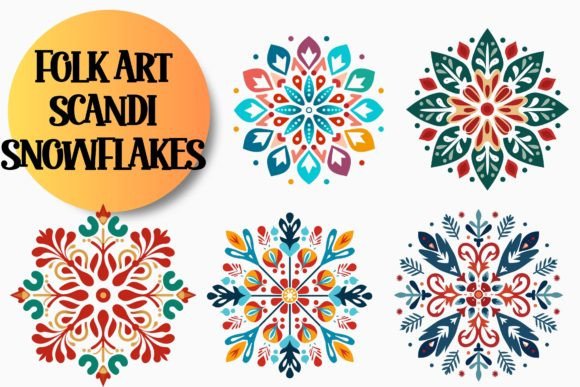 Download Folk Art Scandi Snowflakes - Art Collection
