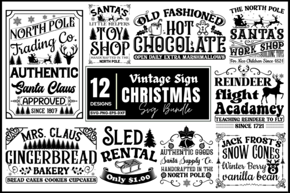 Download Vintage Christmas Sign SVG Bundle - Christmas sign svg Collection