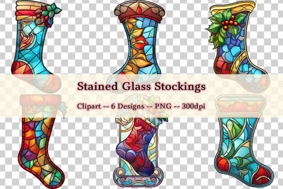Download Stained Glass Stocking Ornament Clipart - Art Collection