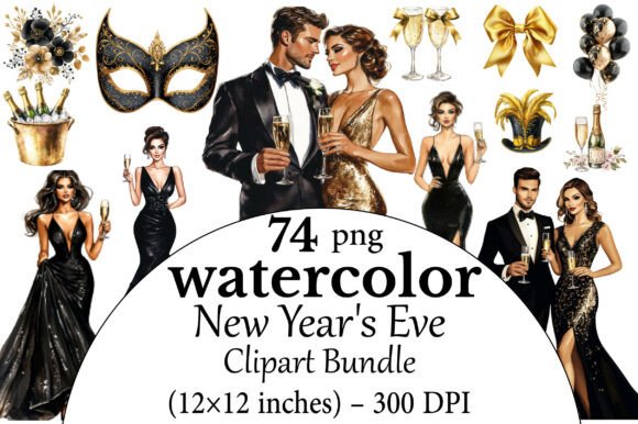 Download Watercolor New Year's Eve PNG Clipart Bu - Art Collection