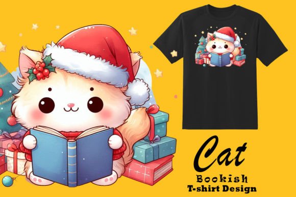 Download Festive Feline Lost in Books Clipart - Premium Resources