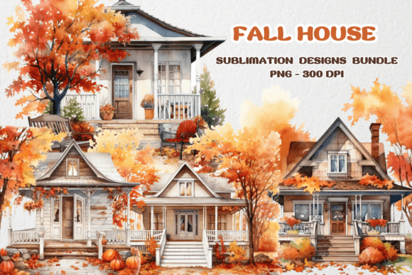 Download Fall House Sublimation Bundle Clipart - Art Collection